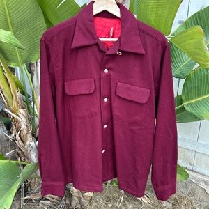 Vintage 1950s Harper Wool Chore Jacket Burgundy M WPL USA Workwear